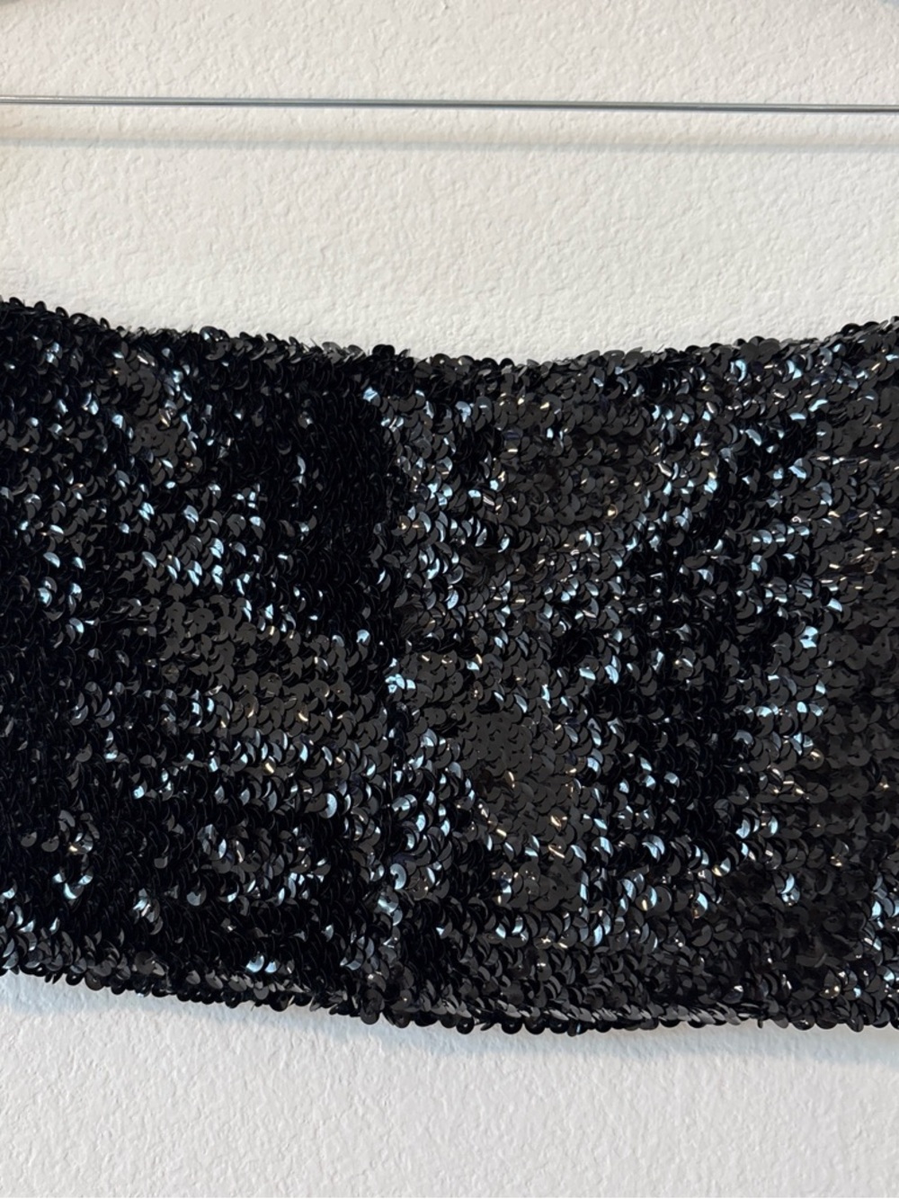 Black Sequin Crop Top - Elegant Sparkle